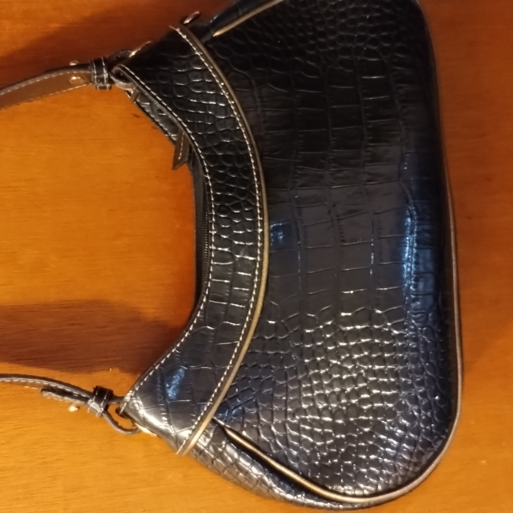 Liz Claiborne satchel black croc embossed